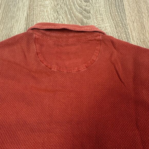 Lucky Brand Red Double Pocket Polo Shirt Men’s L Waffle Knit Casual VTG Style - Picture 8 of 8